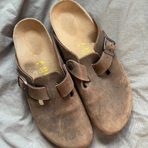 NEW Birkenstock Brown Leather Clogs sz 41/10